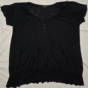 Twist Tee Casual Black Top